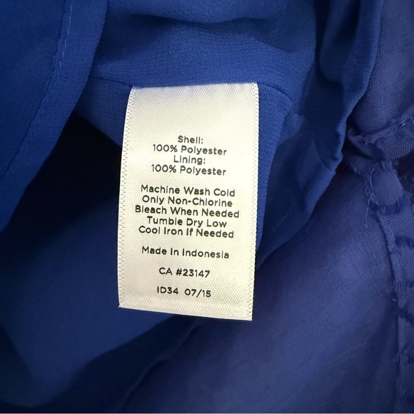 Talbots Blue Buttoned Mandarin Collar Blouse - Picture 3 of 4